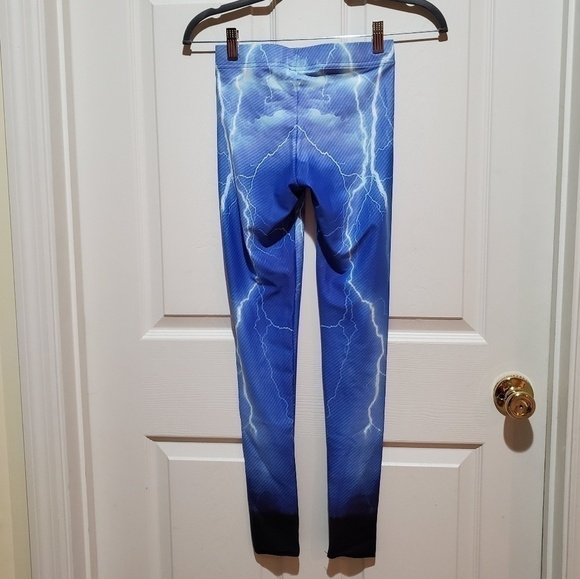 Gearbunch Lightning Strike Blue Bolt Ombre Squat Proof Workout Leggings Size XS - Picture 4 of 7